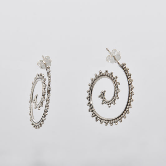 Three Bead Spiral Earrings